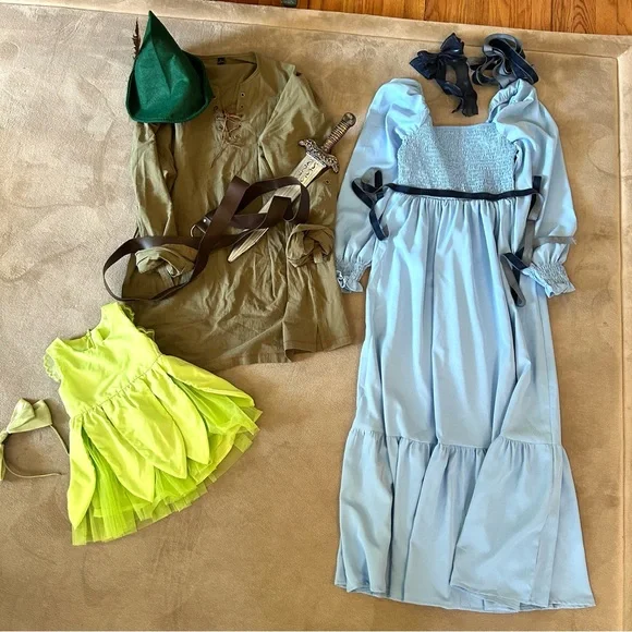 Peter Pan, Wendy & Tinker Bell Family Costume Set – 3 Outfits - Picture 2 of 6